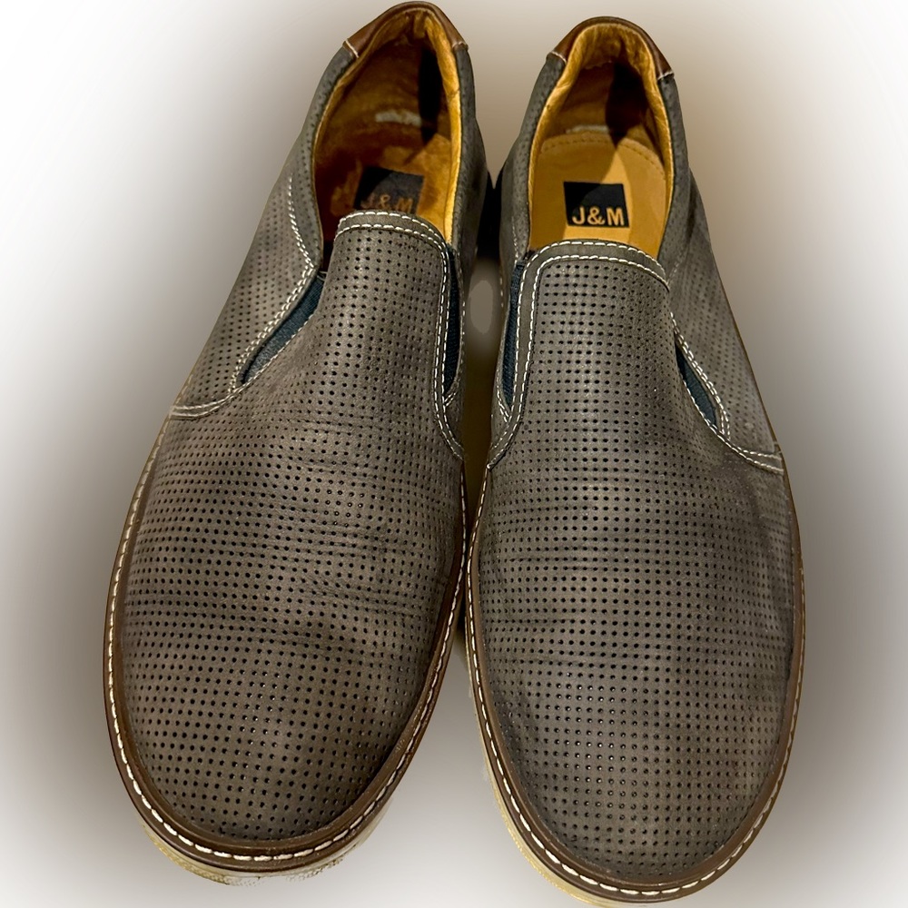 JOHNSTON & MURPHY McGuffey Slip-On Gray/Blue Perfed Nubuck size 10.5